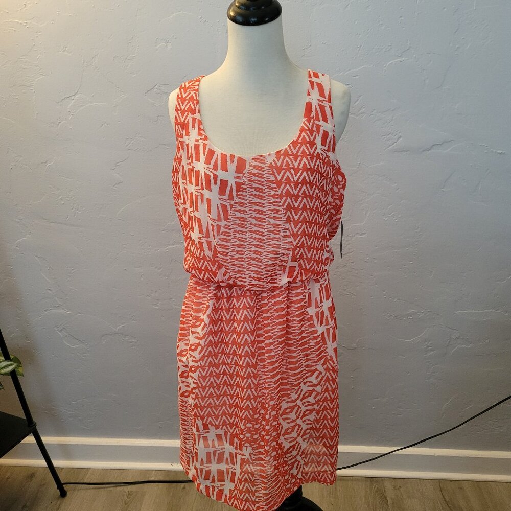 Orange & White Print Sleeveless Dress — Perfect Summer Statement